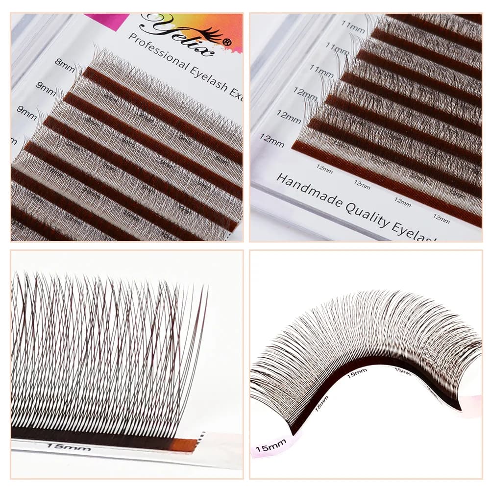 12 Reihen 2D Y Schwarz/Braun Russian Volume Wimpern