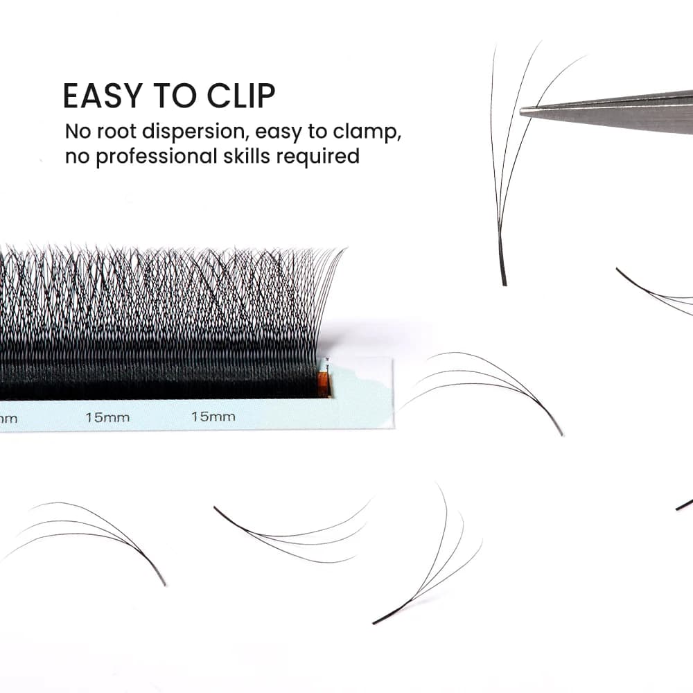 3D schmale W-Form vorgefertigte Volumen-Fächer-Wimpernverlängerungen