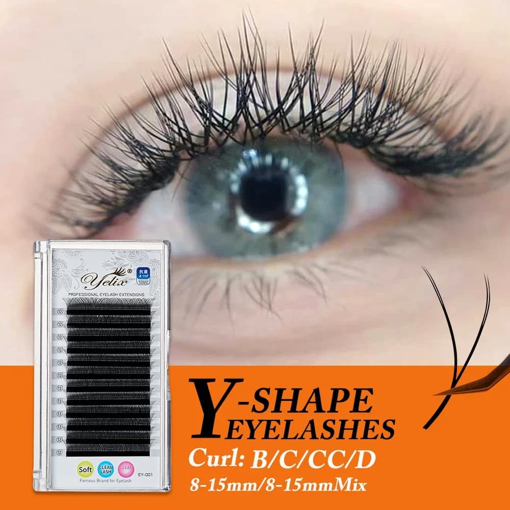 Y-Form YY vorgefertigte Fächer-Wimpernverlängerung 0,03-0,07 mm