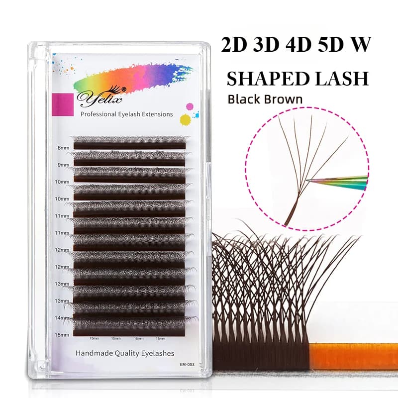 Braune W-Form 2D–5D Vorgefertigte Fächer-Wimpernverlängerungen