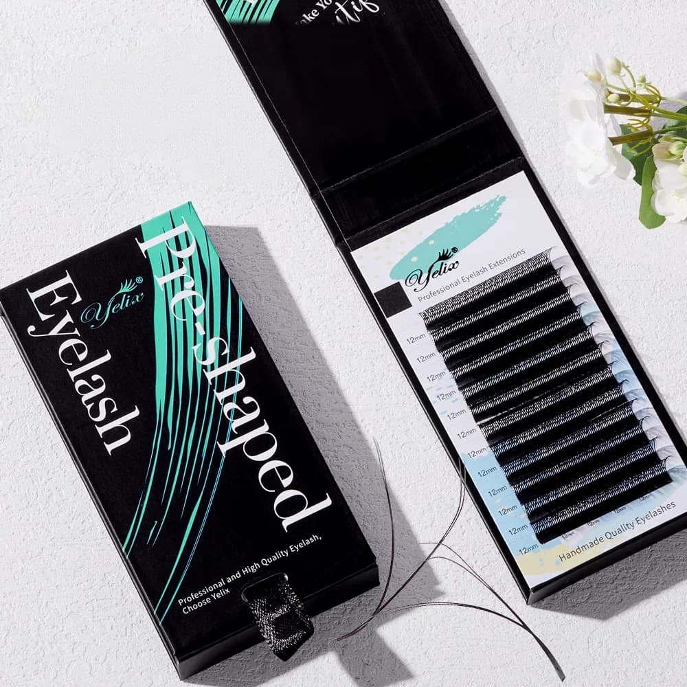 Natürliche weiche 3D-8D W-Form vorgefertigte Fächer-Wimpern