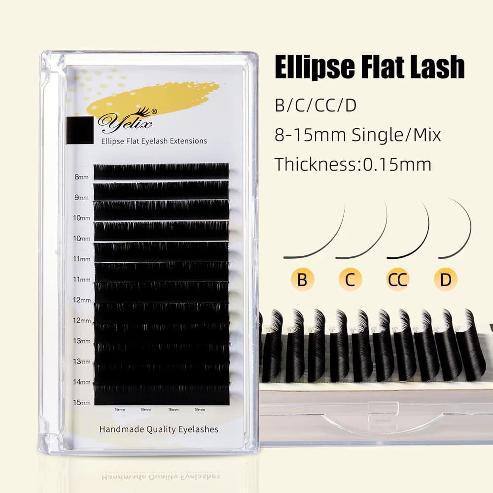 12 Reihen 0,15 mm matte schwarze Split-Tip Wimpern
