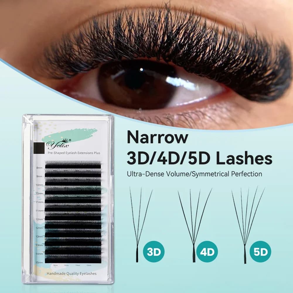 Schmale 3D/4D/5D W-Form Fertig-Fächer-Wimpern