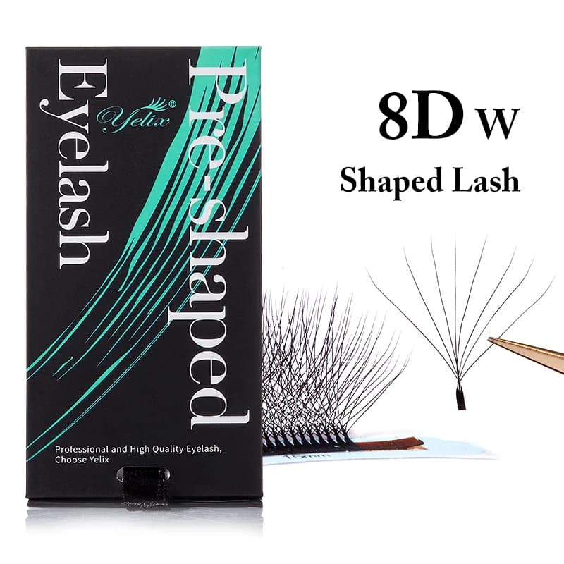 Natürliche weiche 3D-8D W-Form vorgefertigte Fächer-Wimpern