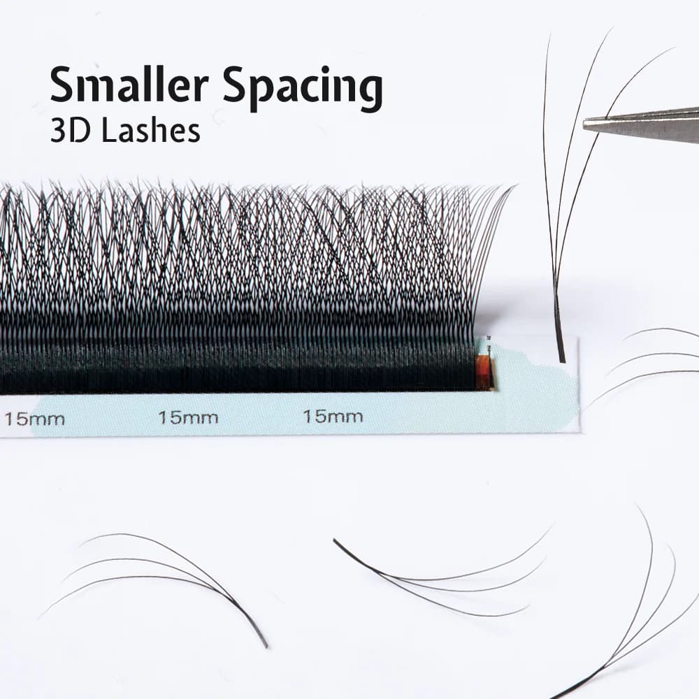 3D W-Form Volumenwimpern (vorgefertigt), engerer Abstand