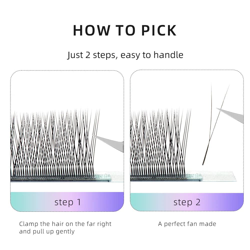 Dunkelbraune 2D-Y-Volumen-Lash-Extensions, ultradünne vorfertigte Wedges