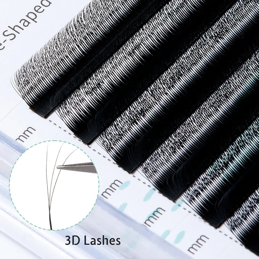 3D W-Form Volumenwimpern (vorgefertigt), engerer Abstand