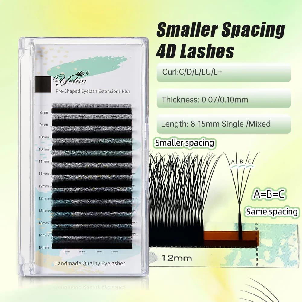 Schmale 4D W-Form vorgefertigte Volumen-Fächer-Wimpernverlängerungen