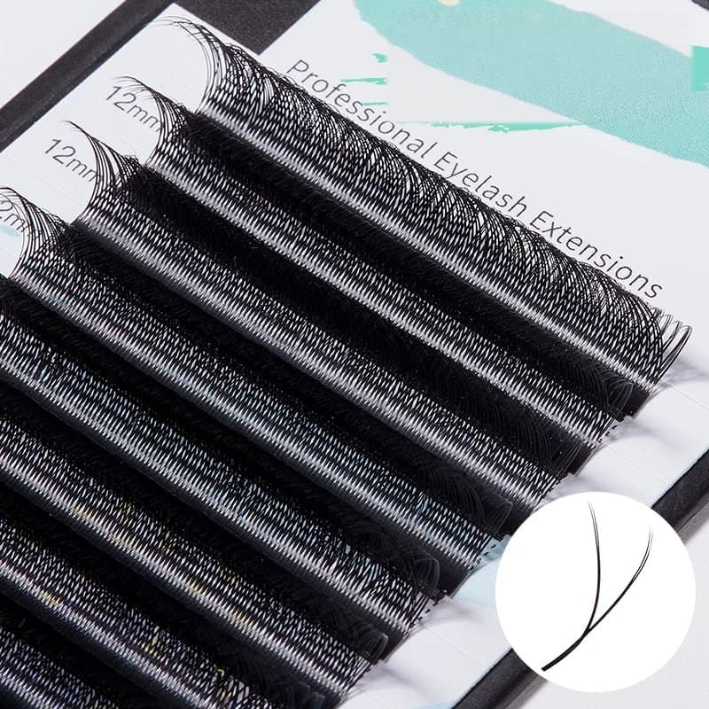 Natürliche weiche 3D-8D W-Form vorgefertigte Fächer-Wimpern