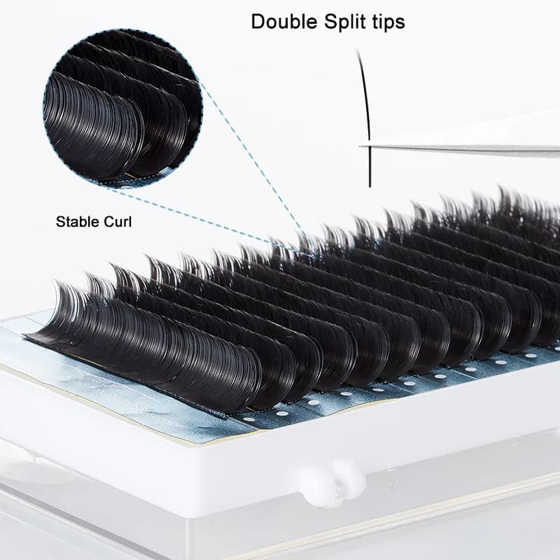 Flache ovale Wimpernverlängerungen mit gespitzten Enden 0,15 mm 0,20 mm
