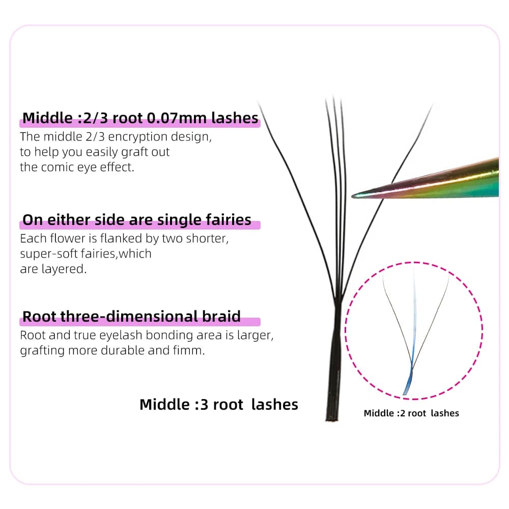 Schwarz-violette Spike 3D-W Volumen-Wimpern