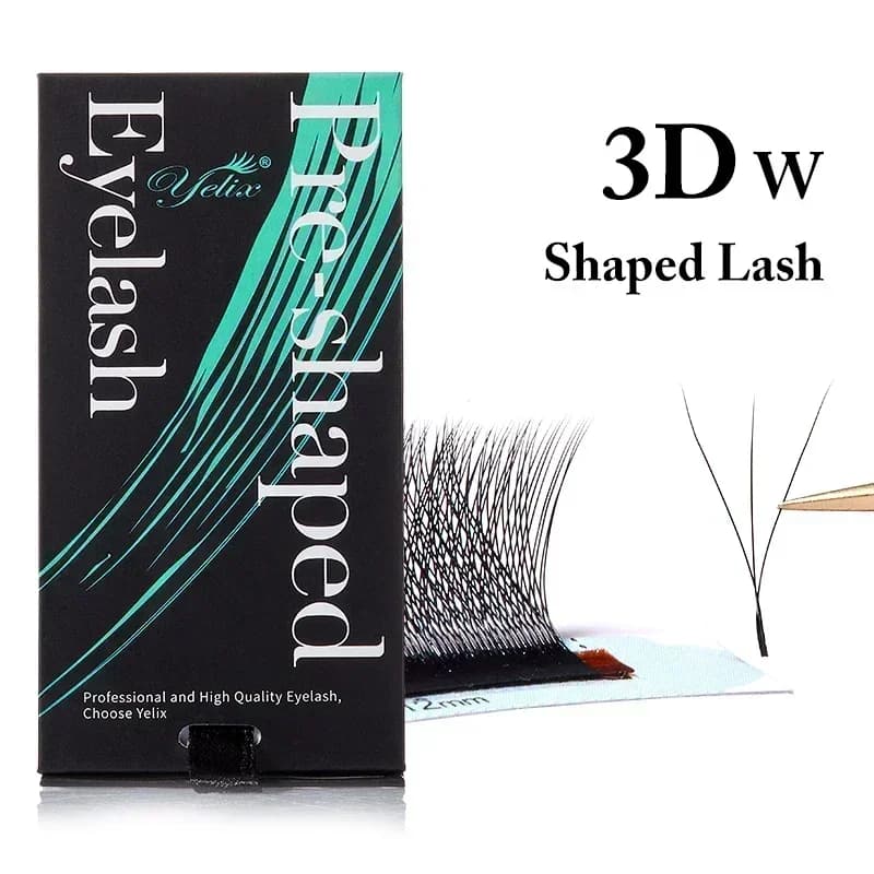 Natürliche weiche 3D-8D W-Form vorgefertigte Fächer-Wimpern