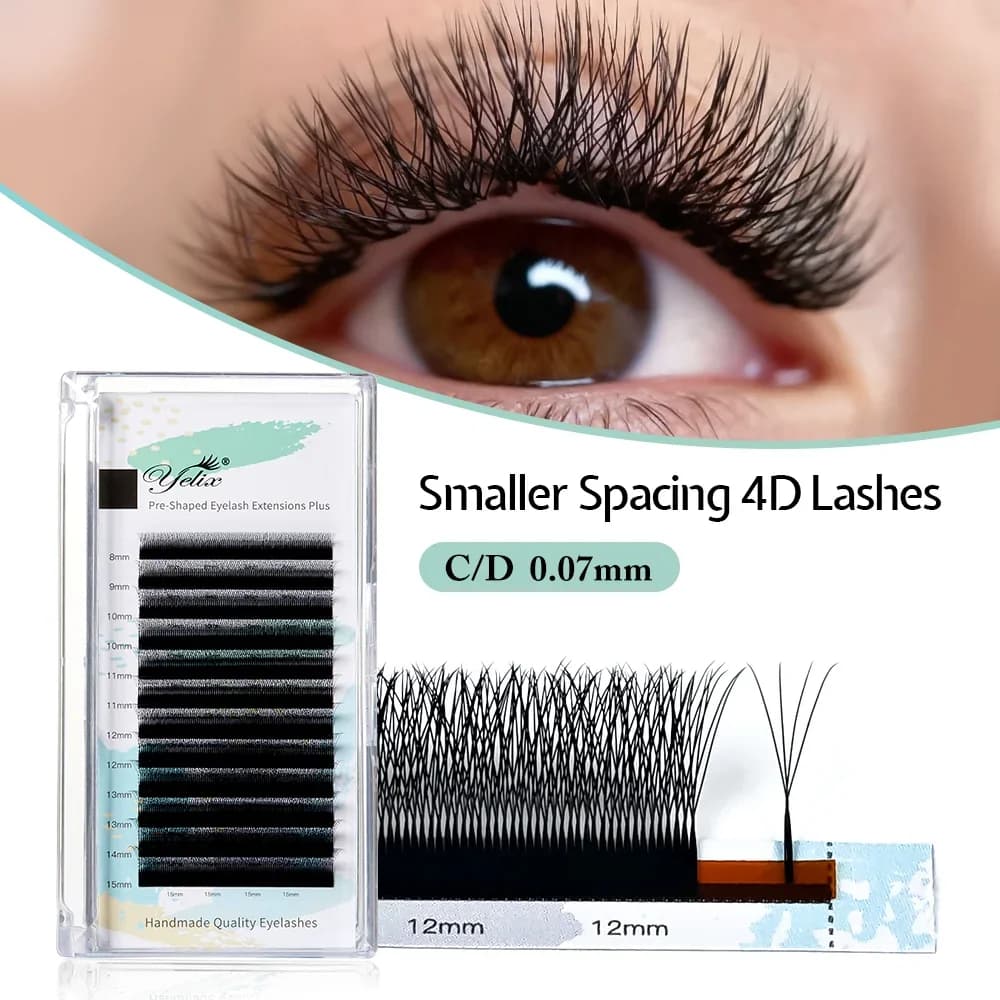 Schmale 4D W-Form Leichte Fertig-Fächer-Wimpern