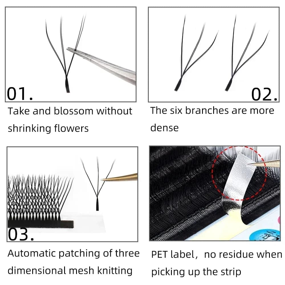 5D W-Form Automatisch Aufblühende Premade Fächer-Wimpernverlängerungen