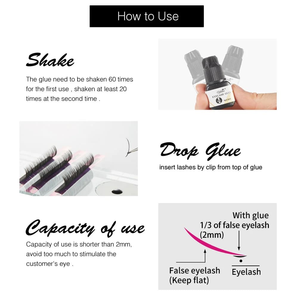 Professioneller Wimpernkleber 5 ml 3er-Pack