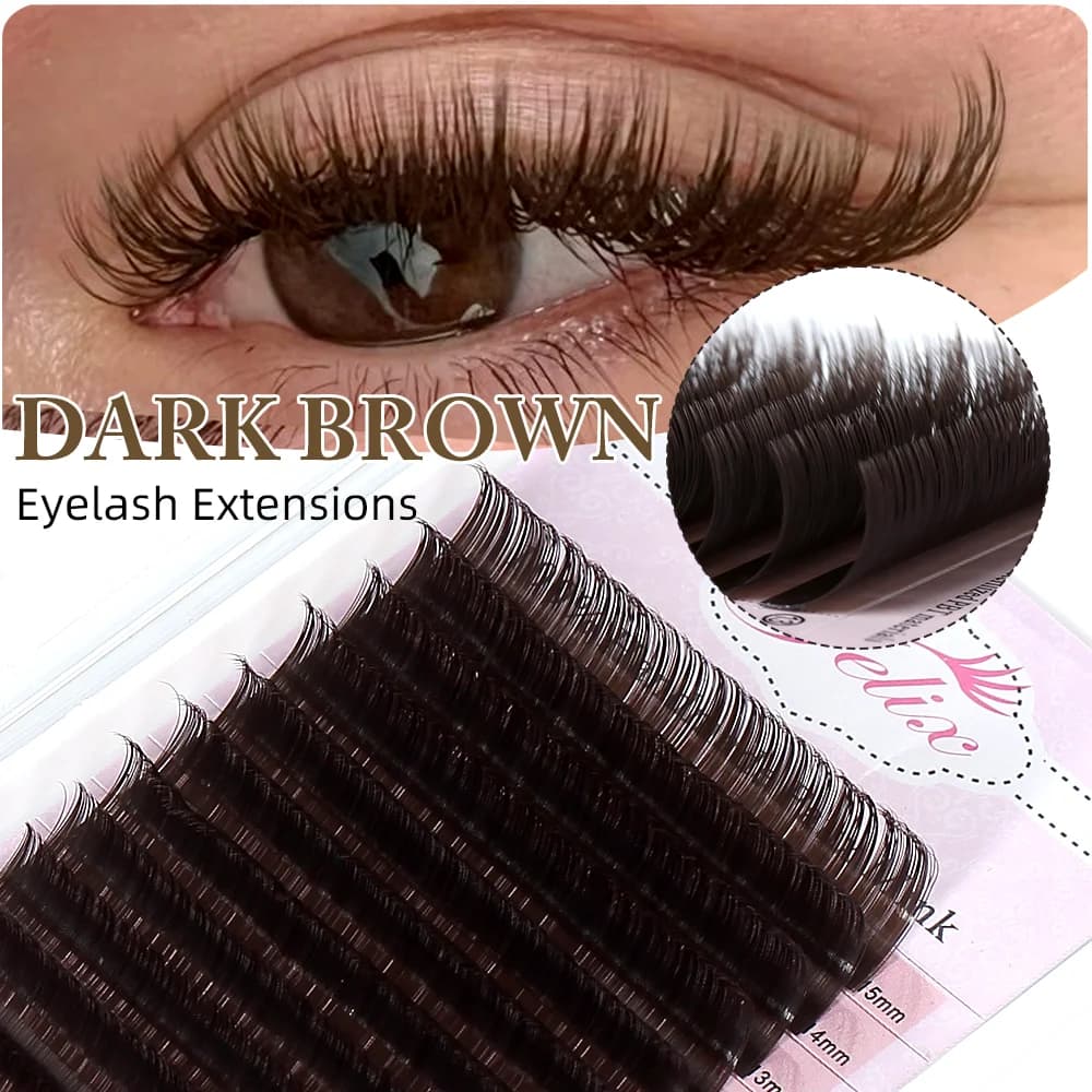 Dunkelbraune Einzelwimpern-Extensions 0.07mm Mix 7-15mm