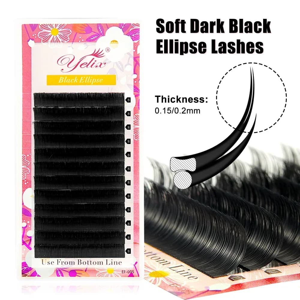 Elliptische Flat Split Tip Wimpernverlängerungen 6-19 mm 0,15-0,2 mm