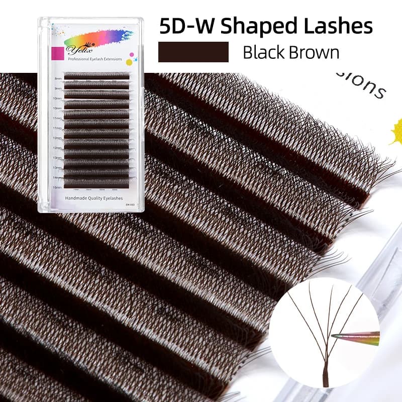 Braune W-Form 2D–5D Vorgefertigte Fächer-Wimpernverlängerungen