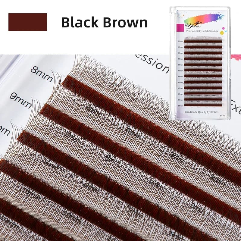 Dunkelbraune 2D-Y-Volumen-Lash-Extensions, ultradünne vorfertigte Wedges